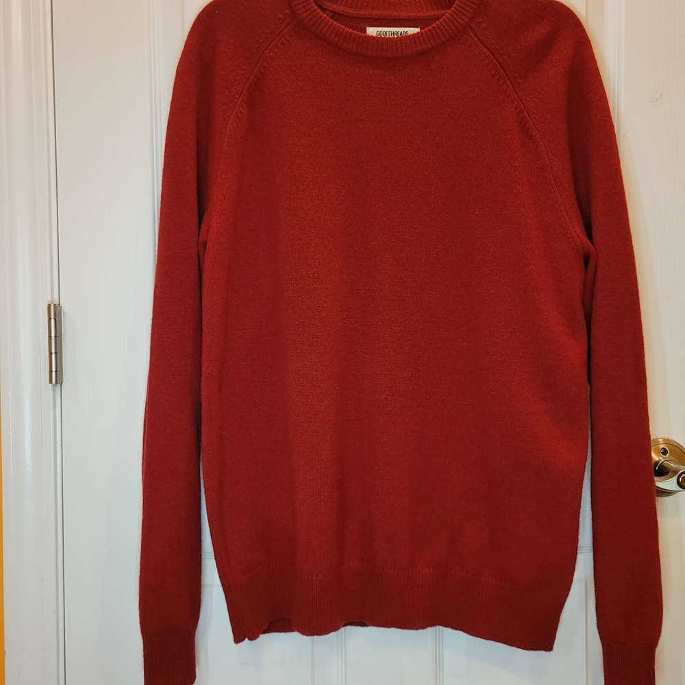 Goodthreads Men's Crewneck Sweater in Deep Red 100% Lambswool-Sz M